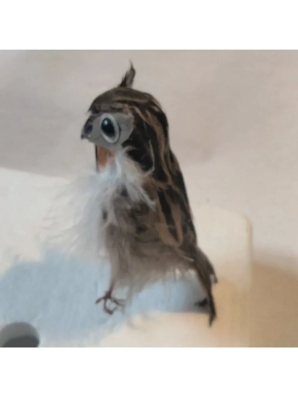 Feathered Owl Bird Figure On Wire Rustic Lodge Cabin Decor Handmade Craft
